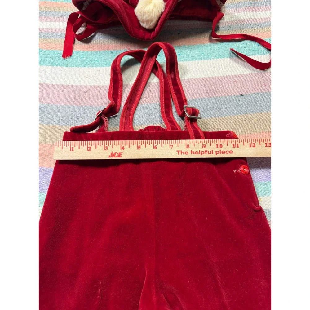 Vintage 40s/50s‎ Handmade Red Velvet Baby Christmas Set Jacket Pants Hat
